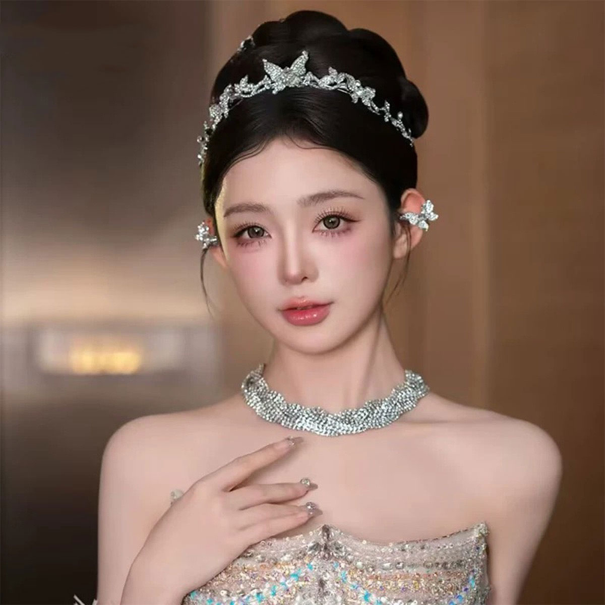 新款日韩水钻合金简约皇冠发饰 新娘跟妆婚纱公主高级感生日头饰