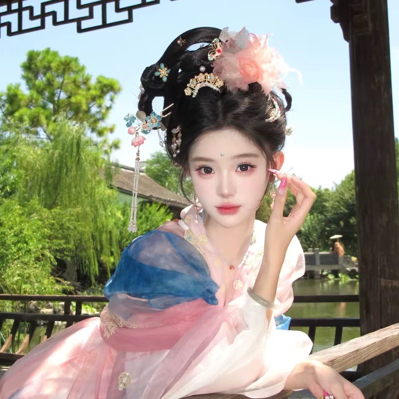 2025新款原创【玉叶】华丽重工烧蓝滴油凤冠霞帔古风汉服配饰发簪