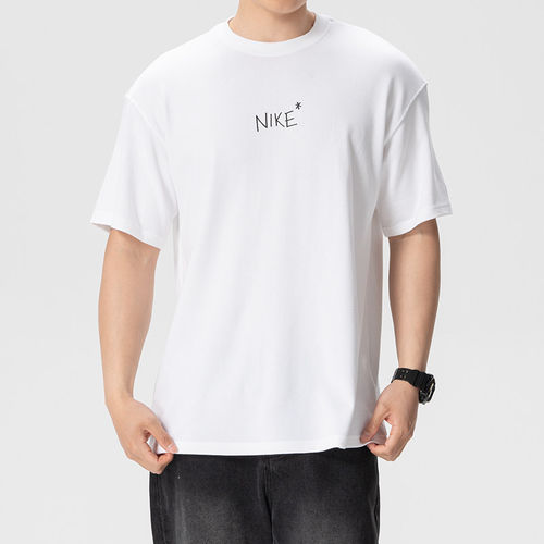 Nike耐克重磅纯棉短袖T恤男白色宽松圆领印花休闲上衣IV2646-100