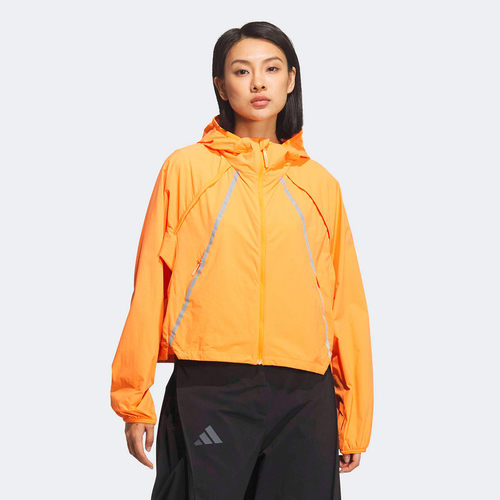阿迪达斯女橙色连帽防风运动夹克外套户外机能风KD4375 KD4376