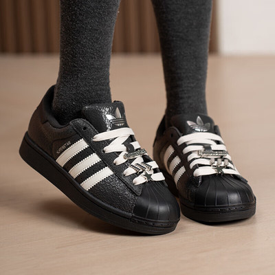 阿迪达斯SUPERSTAR女子贝壳头系带低帮休闲运动鞋耐IH1628 IH1629