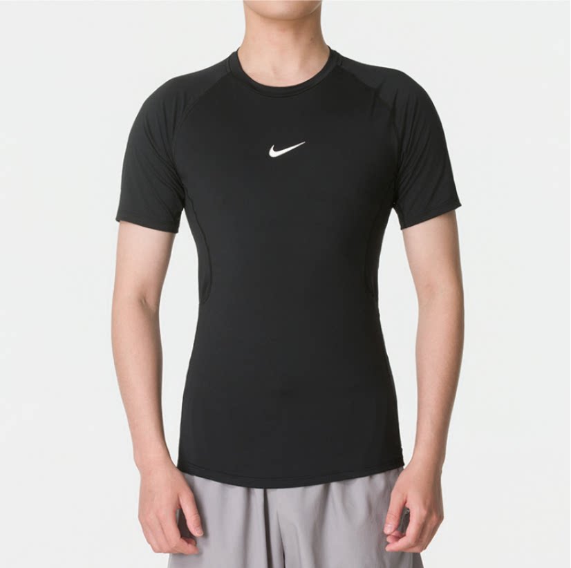 Nike耐克男装速干短袖T恤黑色紧身健身训练服运动上衣FB7920-010