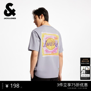 纯棉印花字母篮球日常休闲短袖 杰克琼斯NBA联名款 新款 春季 T恤 男装