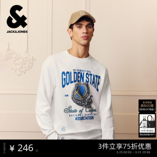 卫衣纯棉廓形长袖 NBA联名男装 杰克琼斯春季 衣225333130 商场爆款