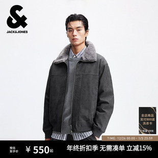 型翻领拉链皮质贴布时尚 棉衣棉服宽松版 潮休闲 秋冬季 杰克琼斯男装