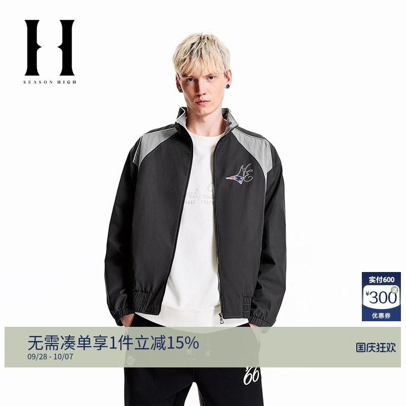 SEASONHIGH秋季NFL联名链条绣字母复古撞色舒适时尚夹克外套男装图片