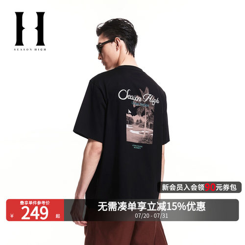 常规版型；背后刺绣+胶印度假感图案