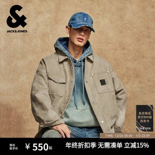 型工装 棉服宽松翻领挺阔版 口袋字母刺绣百搭外套 冬季 杰克琼斯男装