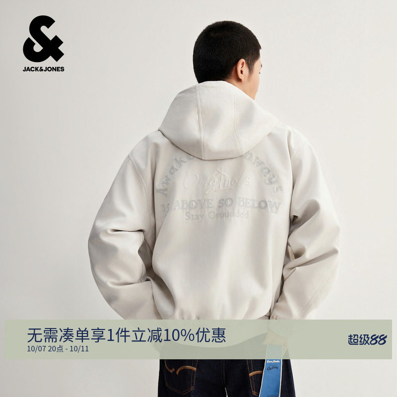 【星座系列】杰克琼斯男夹克外套皮质刺绣袖标字母胶印226321037