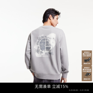 户外宽松卫衣短款 新款 胶印圆领印花情侣 2026年春季 杰克琼斯男装