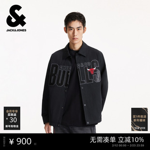 杰克琼斯NBA联名款秋季新款公牛队时尚休闲百搭宽松翻领夹克外套