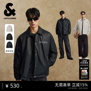 杰克琼斯冬季百搭潮流时尚简约保暖轻薄翻领衬衫/PU夹克羽绒服