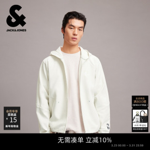 新款 春季 杰克琼斯男装 字母纹理胶印宽松连帽卫衣开衫 NBA联名