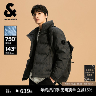 云朵泡芙羽绒服老花满印排骨短款 新款 面包服外套 冬季 杰克琼斯男装