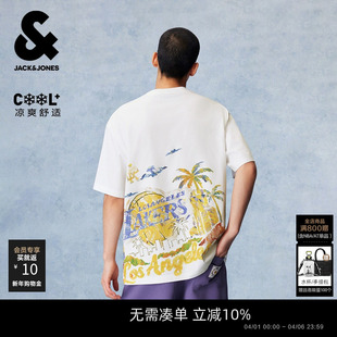 【凉感】杰克琼斯春季NBA联名湖人队男装短袖T恤上衣舒适清爽百搭