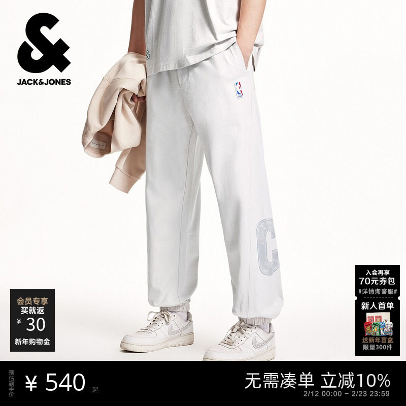 杰克琼斯NBA联名款男装秋季款卫裤凯尔特人队字母纯棉宽松束脚裤