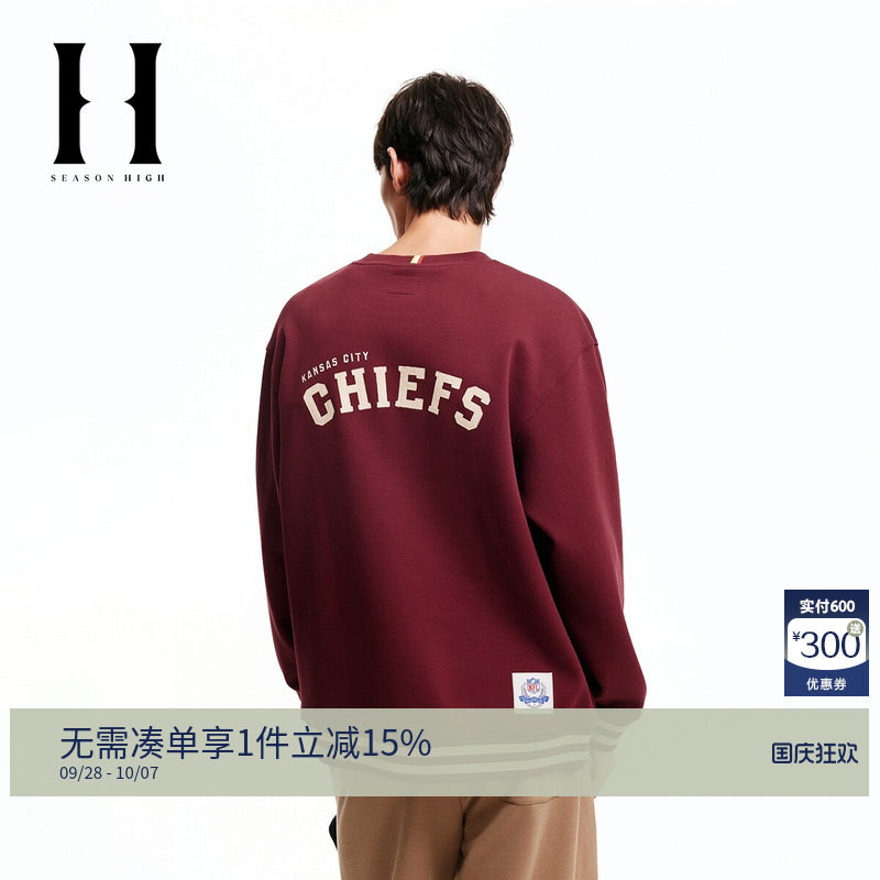 SEASONHIGH男装NFL联名款酋长队秋季新款休闲宽松圆领卫衣新款潮图片