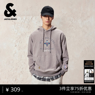 上衣 卫衣2026年潮流NBA联名抽绳连帽做旧长袖 杰克琼斯男装 春季