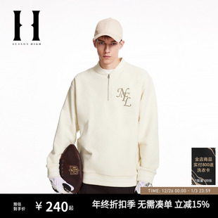 卫衣半拉链棒球领加绒背后胶印卫衣 男装 SEASONHIGH NFL联名秋冬款
