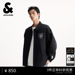 商场爆款 刺绣翻领夹克男装 杰克琼斯春季 NBA联名款 225321105 新款