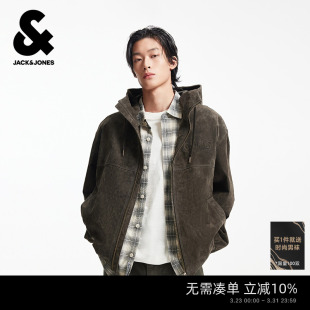 上衣外套 皮衣抽绳连帽纯色简约字母日常百搭长袖 杰克琼斯男装 春季