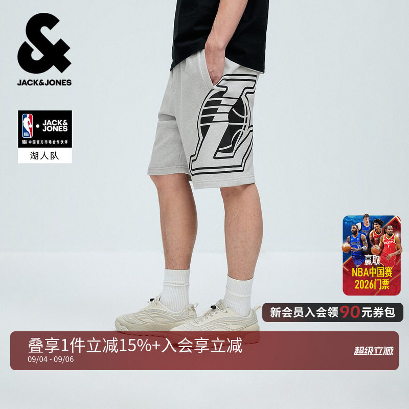 【NBA联名湖人队】杰克琼斯男装夏季新款休闲时尚运动宽松短裤潮图片