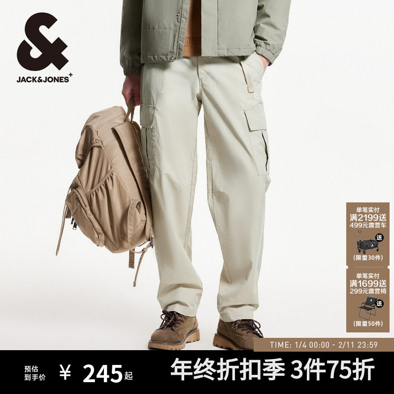 杰克琼斯男装多口袋简约高级直筒工装休闲裤长裤子2025年秋男款