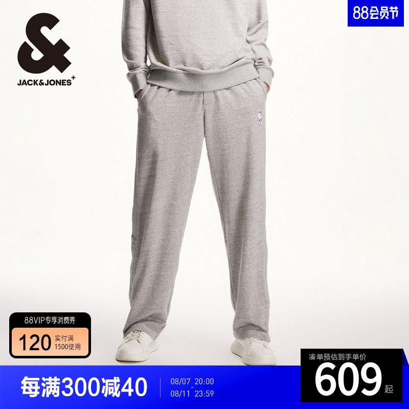 杰克琼斯秋季新款nba联名时尚潮流裤脚可调节开叉休闲裤长裤男款