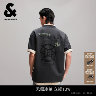 T恤纯棉宽松舒适大众休闲潮百搭刺绣印花 短袖 杰克琼斯春夏季 男装