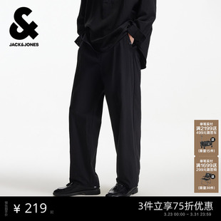 男款 杰克琼斯男装 子阔腿西裤 休闲2026年潮流宽松基础大众长裤 春季