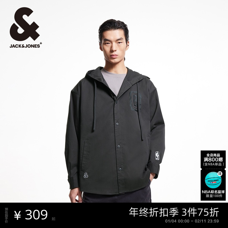 杰克琼斯男装秋季新款NBA联名篮网队潮流篮球宽松连帽衬衫外套,男装,衬衫,淘宝优惠券,粉丝福利购,淘宝优惠卷
