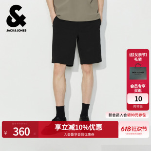 【夏季首发】杰克琼斯男装短裤子舒适肌理竖条纹刺绣弹力抽绳腰潮