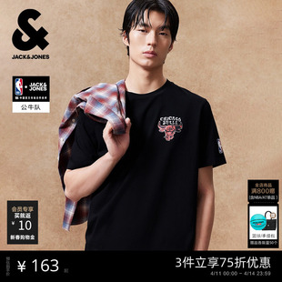 杰克琼斯NBA系列公牛队男装短袖t恤夏季宽松时尚潮流休闲百搭舒适