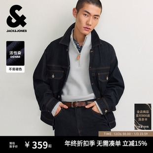 百搭休闲宽松夹克上衣男装 新款 原色水洗牛仔外套秋季 杰克琼斯男士