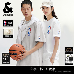 夏新款 NBA印花T 杰克琼斯男装 T恤打底衫 重磅纯棉宽松刺绣短袖