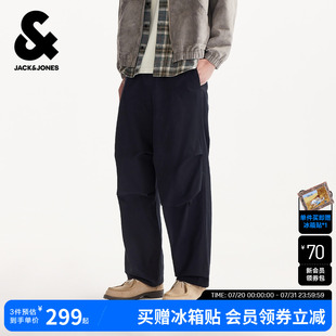 闊腿直筒工裝 傘兵褲 秋新款 長(zhǎng)褲 子 寬松褶皺黑色休閑褲 杰克瓊斯男裝