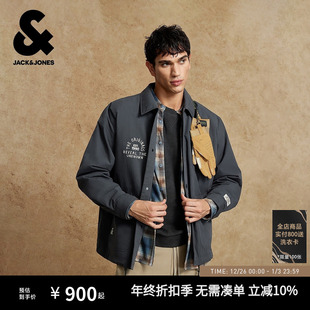 宽松翻领刺绣休闲潮流日常舒适百搭棉服 冬季 杰克琼斯男装 2025新款