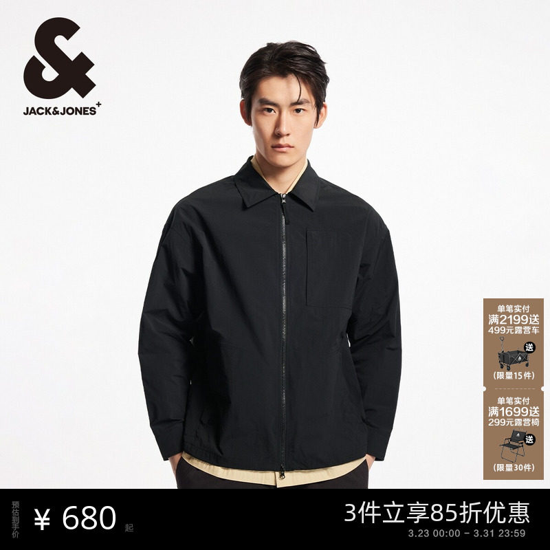 [商场爆款]杰克琼斯春季时尚潮流宽松翻领外套夹克男装225321