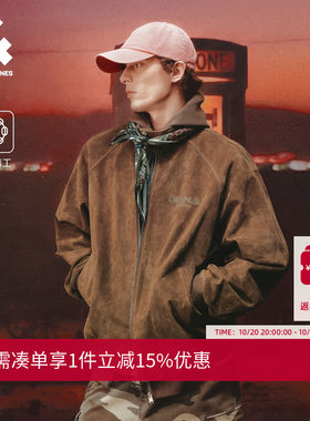 杰克琼斯男士反绒皮刺绣夹克皮衣