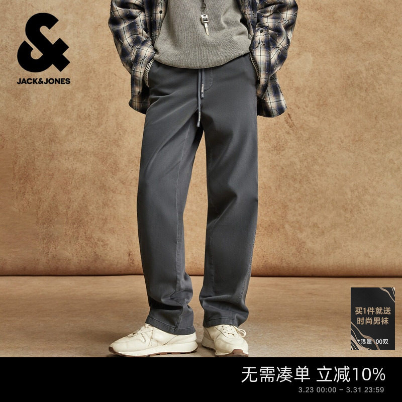 杰克琼斯男装春季休闲裤宽松纯色多口袋潮流百搭长裤裤子夏薄款男