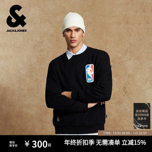 杰克琼斯男装 上衣 NBA联名圆领卫衣宽松日常休闲百搭运动风长袖