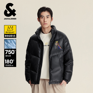 【精选】杰克琼斯男装百搭联名羽绒服PU皮面包服夹克外套