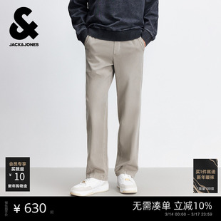 杰克琼斯男装休闲裤春季新款百搭简约舒适贴布纯色抽绳腰长裤裤子