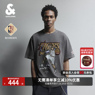 [艾弗森联名][费城76人队]杰克琼斯NBA HWC复古球标系列男装T恤