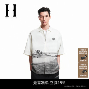 衬衫 SEASON 百搭衣身度假风印花短袖 新款 HIGH男装 春季