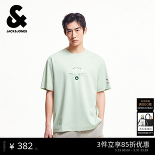 T恤上衣 运动简约纯棉舒适宽松圆领短袖 杰克琼斯春季 NBA联名男装