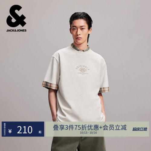 杰克琼斯夏季男宽松字母T恤