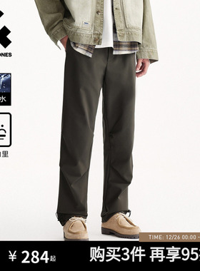 杰克琼斯百搭潮流黑色薄绒防泼水伞兵裤休闲裤男装长裤子秋冬