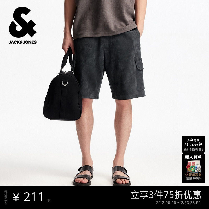 杰克琼斯男装秋季新款潮高街百搭时尚工装贴袋宽松休闲短裤子