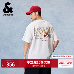 【舒适清爽】杰克琼斯男装短袖T恤NBA联名热火队柔软舒适百搭宽松